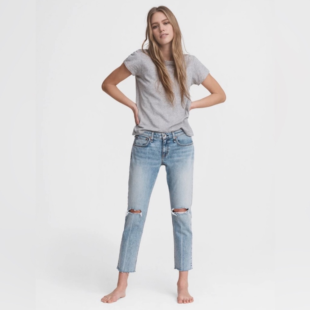 NWT Rag & Bone Dre Low-Rise Boyfriend Jeans in Mick Distressed Raw Hem - Picture 2 of 8